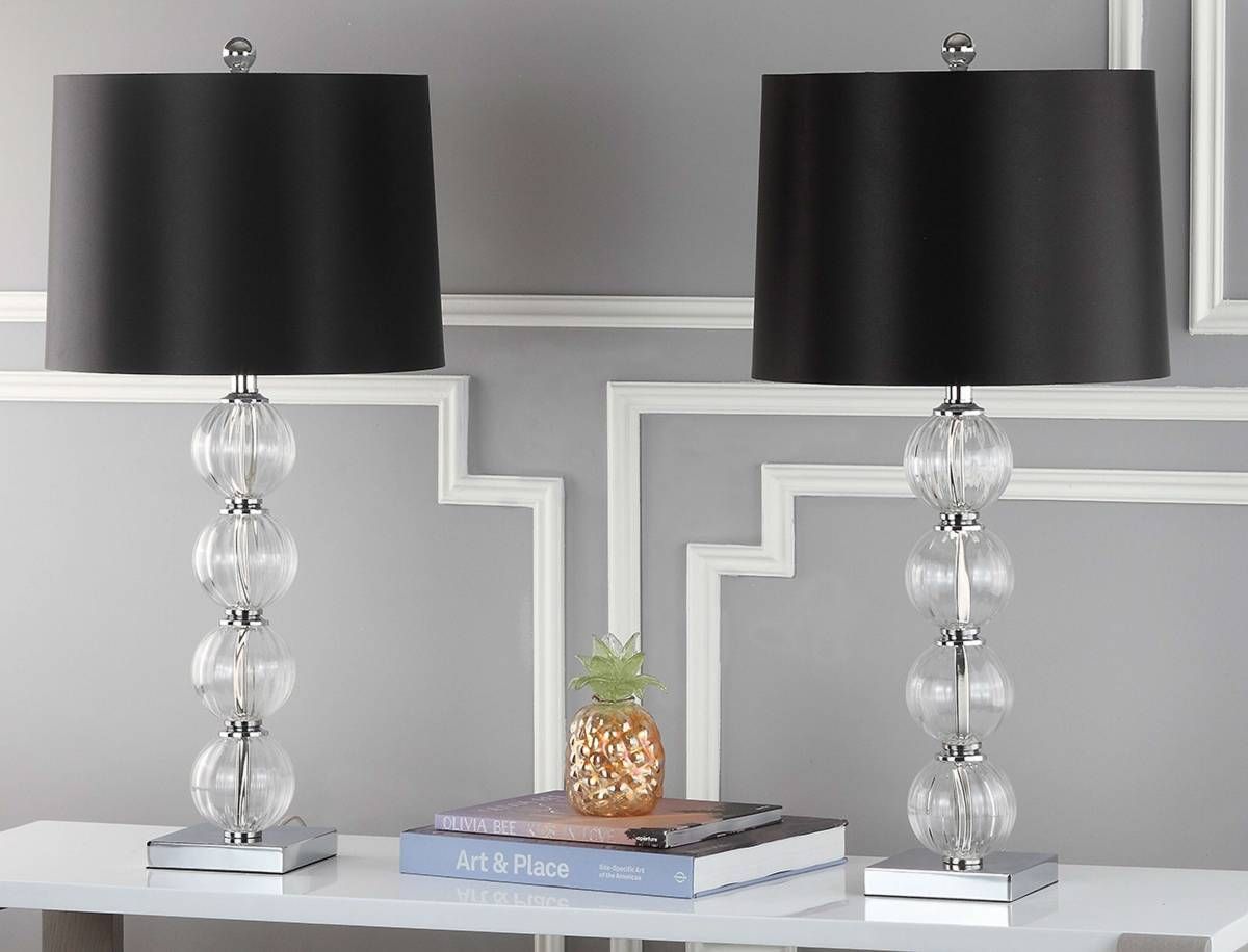 fluted crystal ball lamp